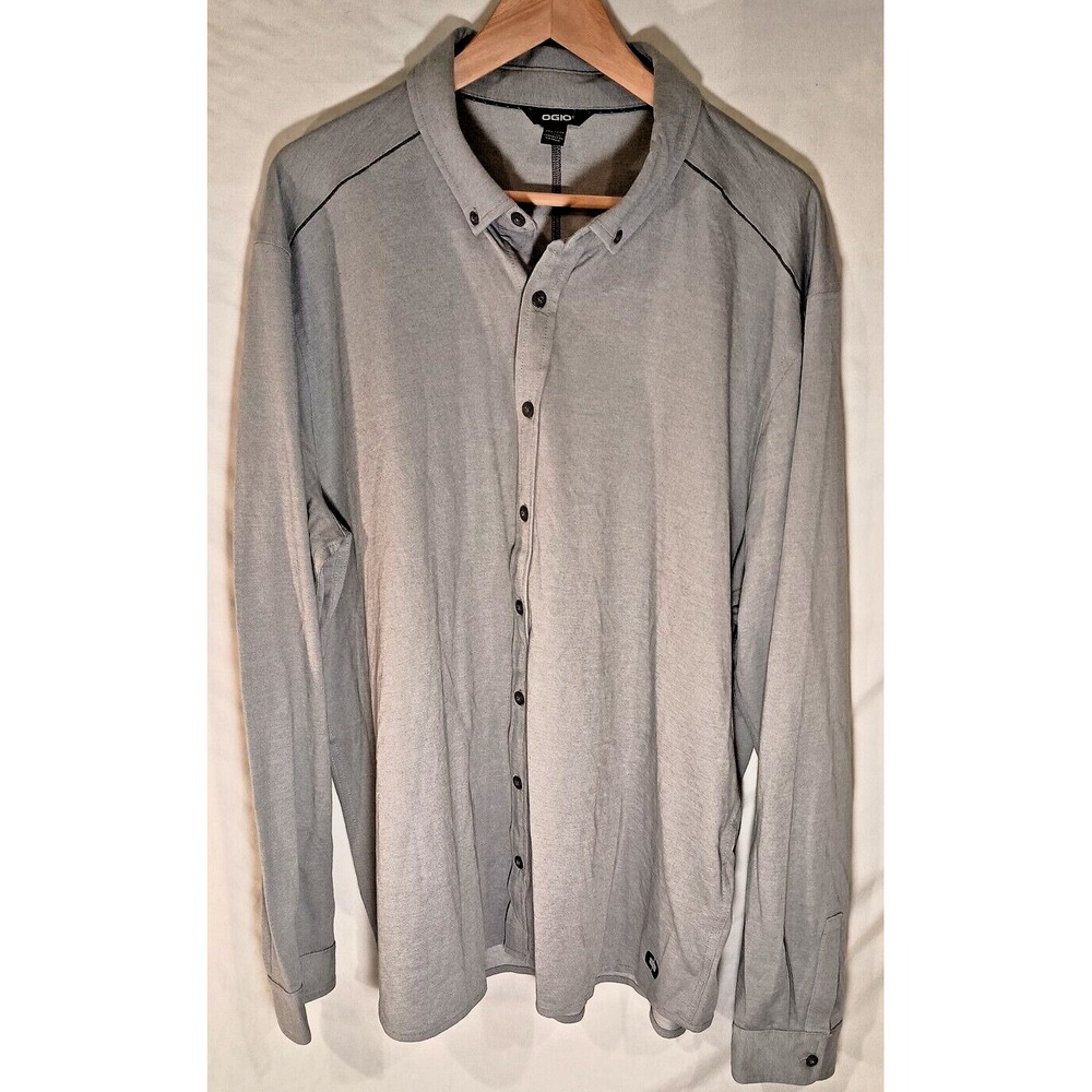 Ogio Mens Long Sleeve XXL Gray Button‎ Down Shirt